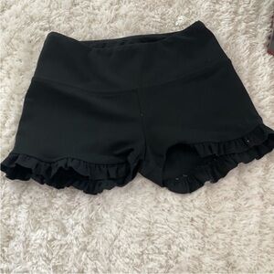 Black Ruffle Hem dance Shorts